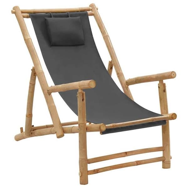 Maison Exclusive - Terrassstol i bambu och mörkgrå duk Mörkgrå