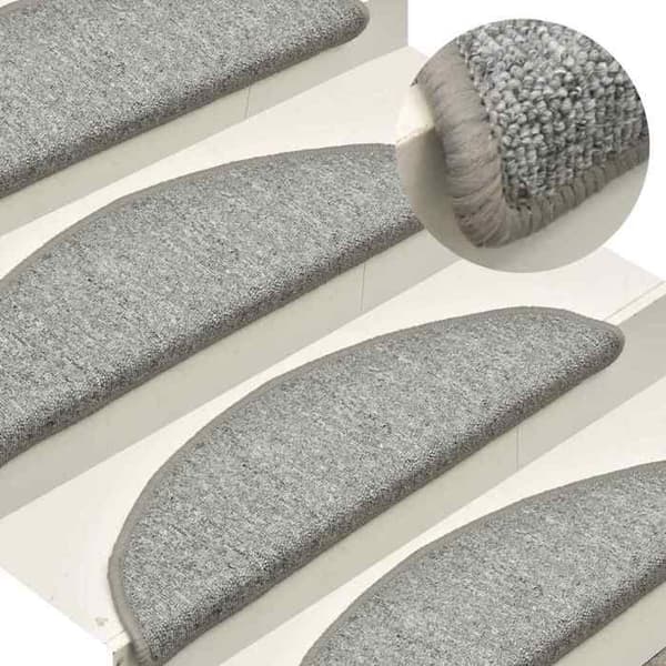 Maison Exclusive - Trappmatta 15 delar 56 x 17 x 3 cm Ljusgrå Halvcirkelformad