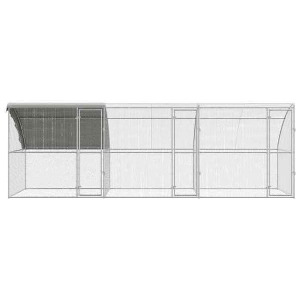 Maison Exclusive - Hønsebur med 3 døre 3 dele Sølv 600x200x200cm
