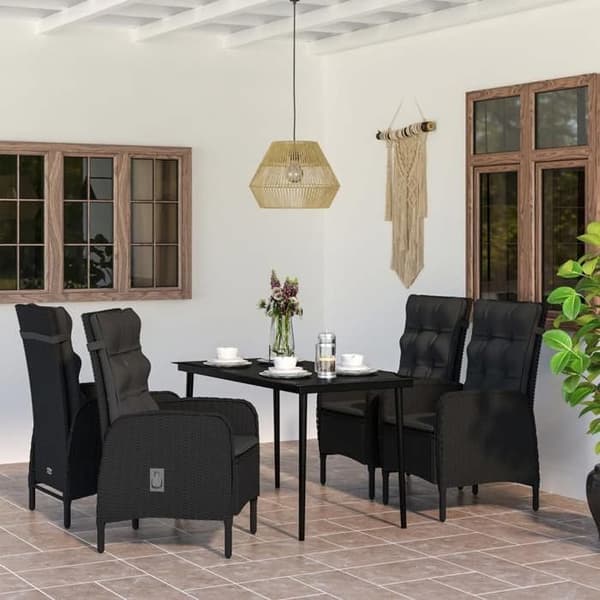 Maison Exclusive - Have spisebordssæt med puder 5 stk Sort