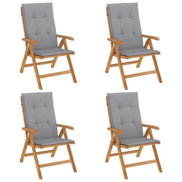 Maison Exclusive - Fällbara trädgårdsstolar set om 4 med kuddar i teakträ