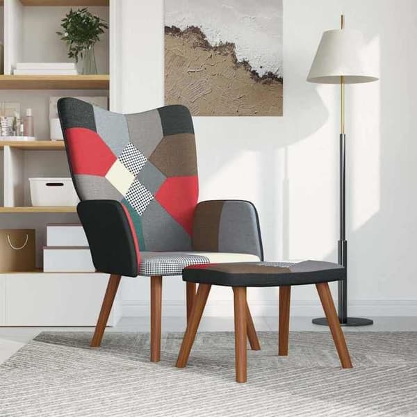 Maison Exclusive - Afslapningsstol med fodskammel Patchwork Stof