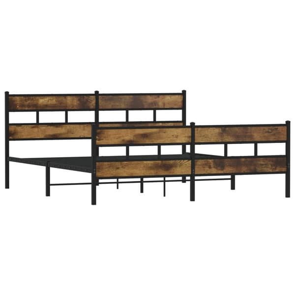 Sengestel - EKSKLUSIV HUS - 200x200 cm - Røget eg - Stål og træ - Opbevaring under seng Rökt ek
