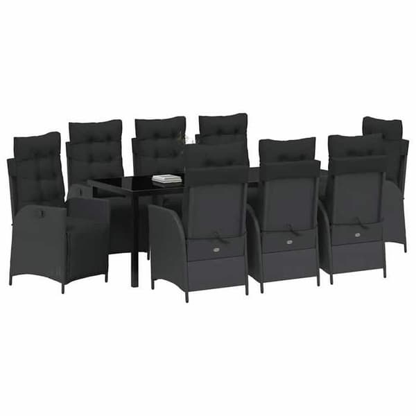 Maison Exclusive - 9 pc have spisebordssæt i sort polyrotin Svart