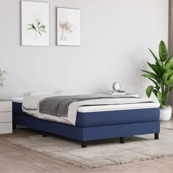 Maison Exclusive - Sängram med ribbor blå 120x200 cm tyg blå