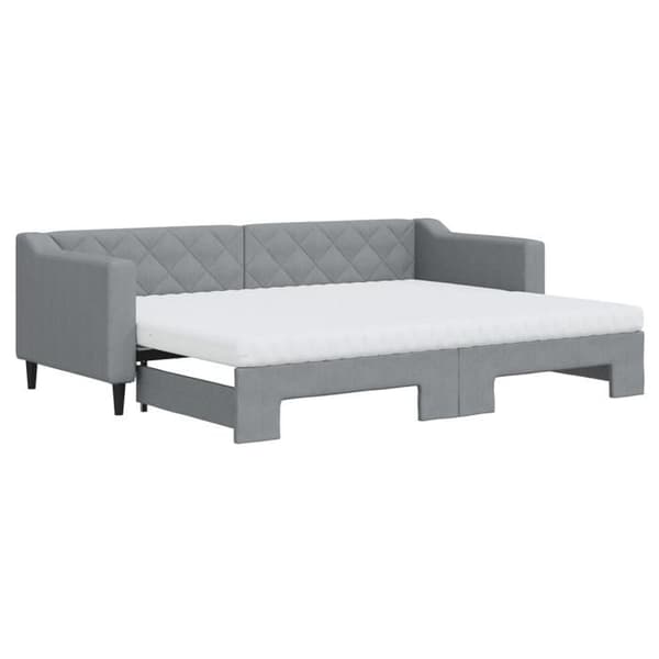 Maison Exclusive - Senge med udtræk og lys grå madras 80x200 cm stof