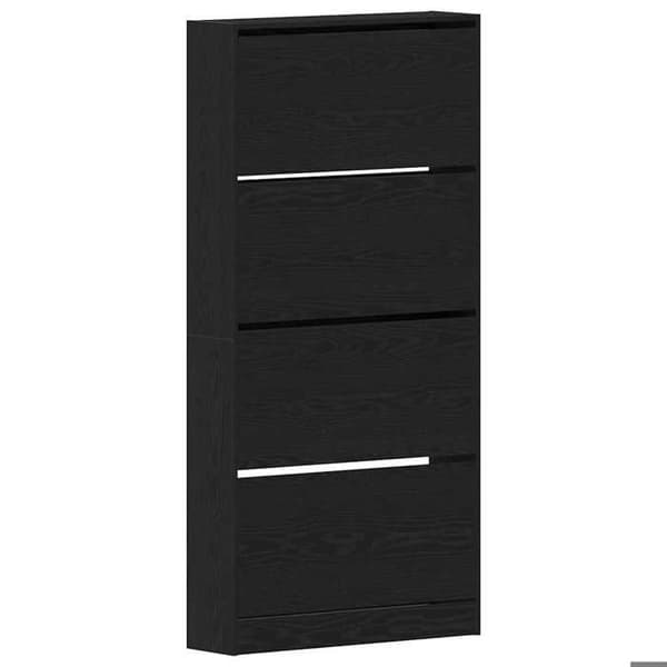 Skoopbevaring - EKSKLUSIV HUS - 80 x 21 x 163,5 cm - Ingeniørtræ - Sort - Svingdøre