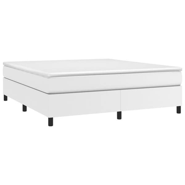 Sengestel - EKSKLUSIV HUS - 160x200 cm - Kunstlæder hvid - Krydsfiner lameller - Robuste ben Vit