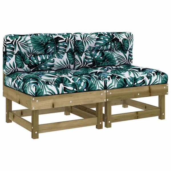 Modulær sofa - EKSKLUSIV HUS - 2 dele - Imprægneret fyrretræ - Polstrede puder - Lamel design