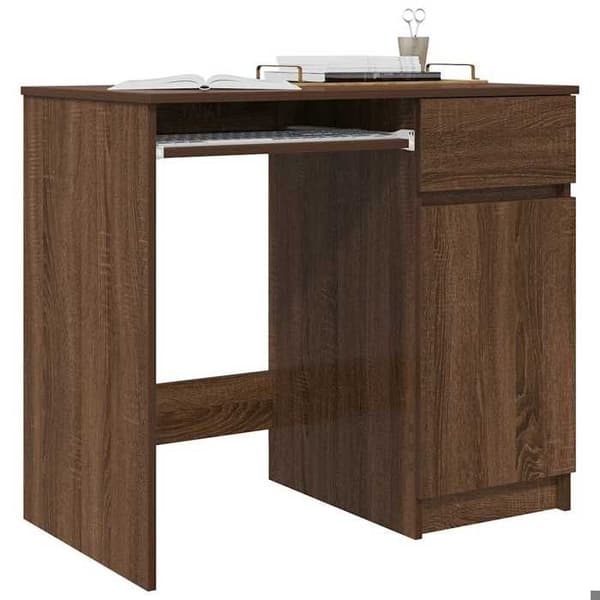 Maison Exclusive - Kontor i brunt egetræ 86x49x76 cm ingeniørtræ
