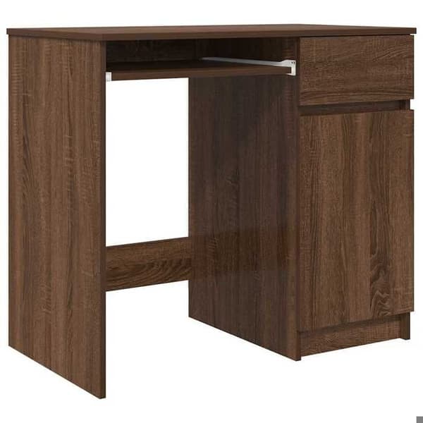 Maison Exclusive - Kontor i brunt egetræ 86x49x76 cm ingeniørtræ