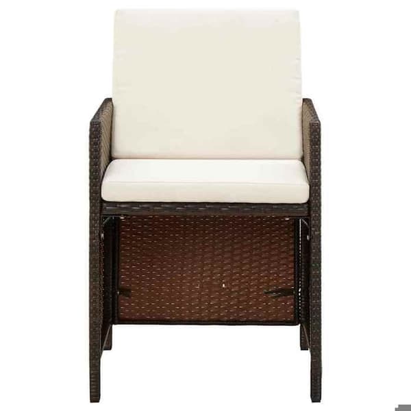 Maison Exclusive - Trädgårdsstolar med kuddar, set om 4, flätad resin, brun
