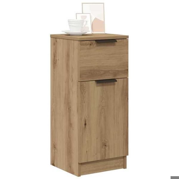Maison Exclusive - Buffet i egetræ, håndlavet 30x30x70 cm, ingeniørtræ