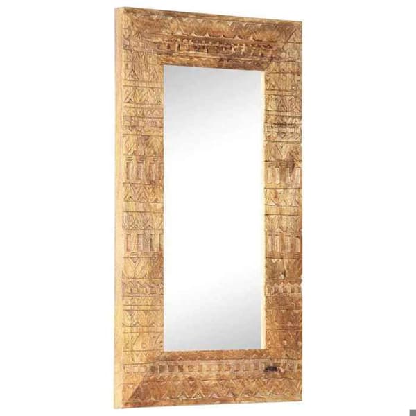 Maison Exclusive - Håndskåret spejl 80x50x2,5 cm i solid mangotræ