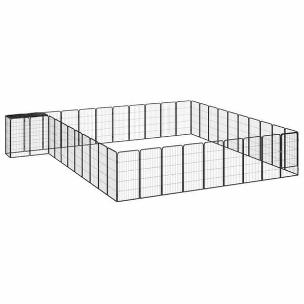 Maison Exclusive - Hundepark 42 paneler Sort 50x100cm Pulverlakeret stål Svart