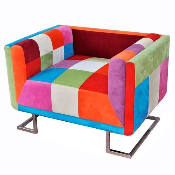 Maison Exclusive - Cube stol med patchwork design Chrome Stof Flerfärgad