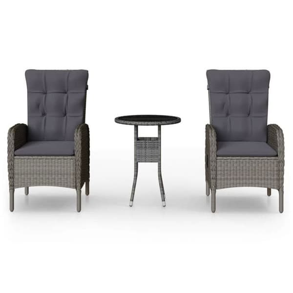 Maison Exclusive - Trädgårdsbistro-set 3 delar Flätad resin Grå Grå