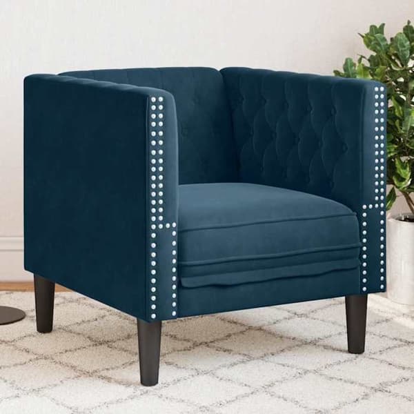 Maison Exclusive - Chesterfield fåtölj i blått sammet Blå