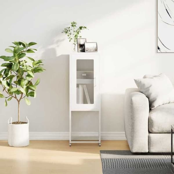 Maison Exclusive - Hvidt buffet 36x39x107 cm koldvalset stål Vit