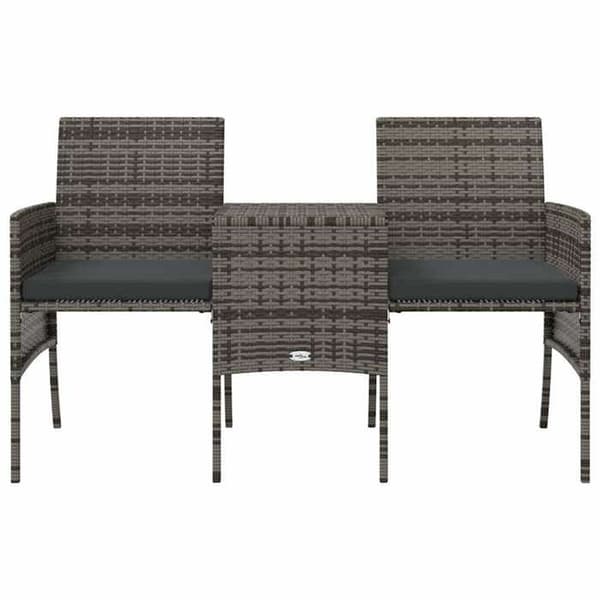 Havemøbel - EKSKLUSIVT HUS - 2-personers sofa - Vævet harpiksmateriale - Central bord - Grå Grå