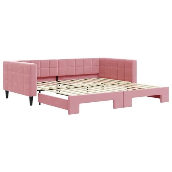 Maison Exclusive - Dagbädd med utdragbar säng rosa 100x200 cm sammet