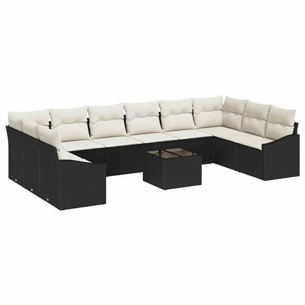 Trädgårdsmöbler - EXKLUSIVT HUS - Modulär - Poly rattan - Justerbart bord - Svart