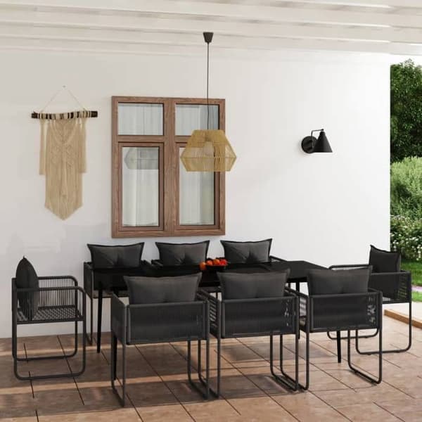 Maison Exclusive - Have spisebordssæt 9 dele Sort