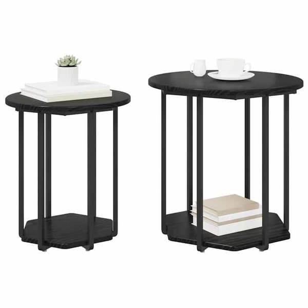 Maison Exclusive - Sæt af 2 sideborde, Sort eg 50 x 50 x 50,5 cm