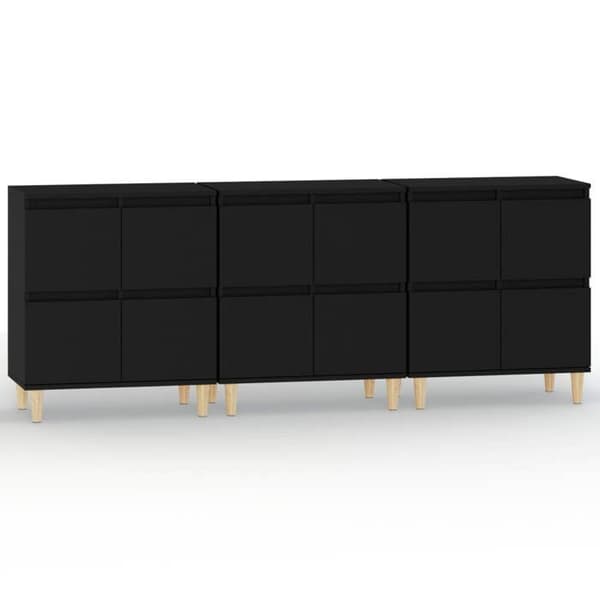 Maison Exclusive - 3 stk. buffet sort 60x35x70 cm ingeniørtræ