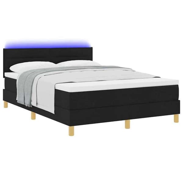Maison Exclusive - LED-fjeder seng med sorte LED-striber 160 x 200 cm stof