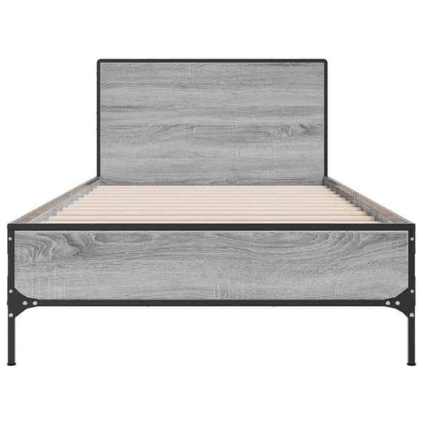 Sengestel - EKSKLUSIV HUS - 100x200 - Sonoma grå - Spånplader - Robuste metalben sonoma grå