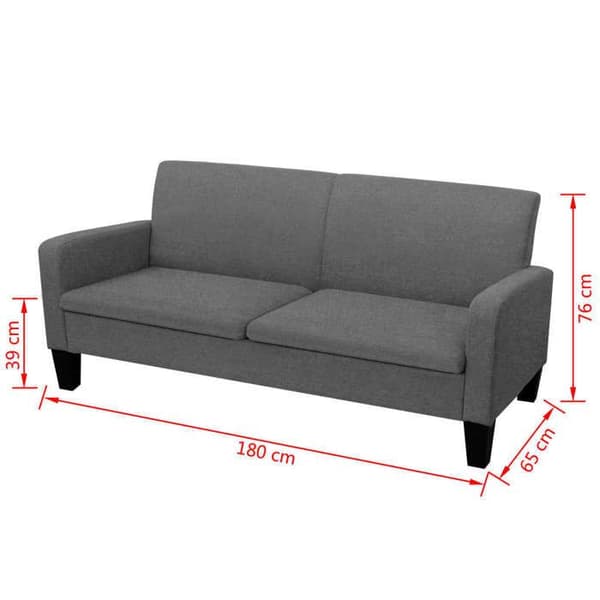 Soffa 3 platser - Maison Exclusive - Mörkgrå - Tyg - Massivt trä Mörkgrå