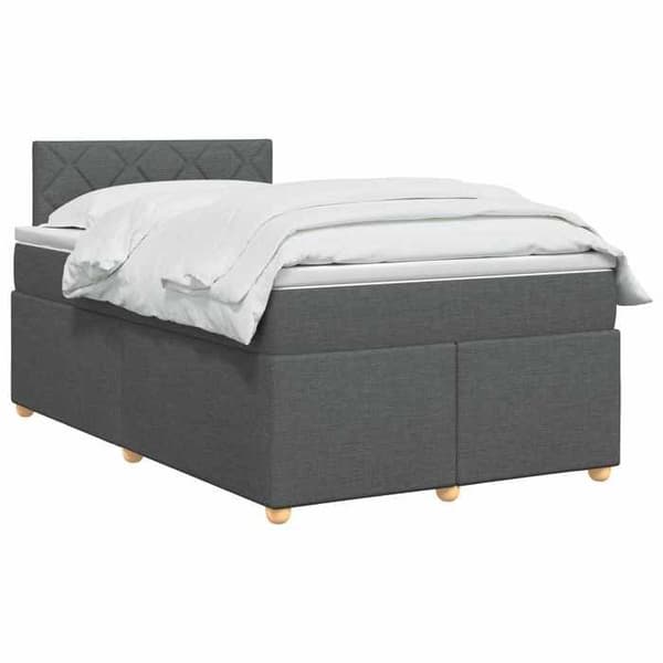Lys boxspring - MAISON EXCLUSIVE - 120 x 190 cm - Mørkegrå - Justerbar hovedgærde 78/88 cm - Medium fasthed madras Mörkgrå