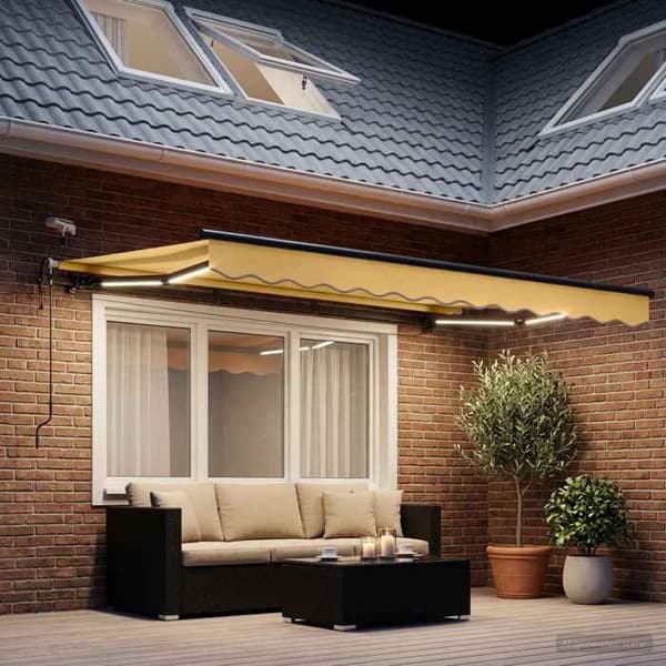 Maison Exclusive - Elektrisk markis med LED och sensor 4,5 x 3,5 m Sand Sand
