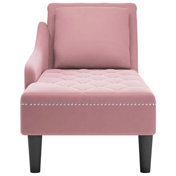 Maison Exclusive - Lång fåtölj med kudde och högersidans armstöd i rosa sammet