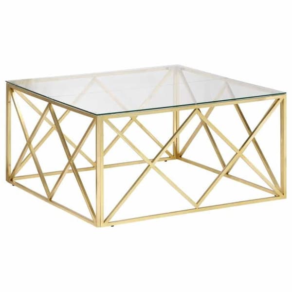Bord - EKSKLUSIV HUS - Hærdet glas - Rustfrit stål - Guld - Nem vedligeholdelse gyllene