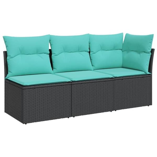 Maison Exclusive - Trädgårdsoffa med kuddar 3 platser svart flätad resin