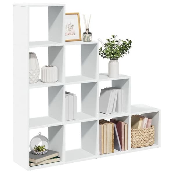 Maison Exclusive - Rumseparator hylde med 4 niveauer hvid 131,5x29x131,5cm