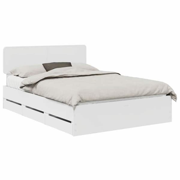 Maison Exclusive - Sängram med låda Vit 140 x 190 cm Ingenjörsträ