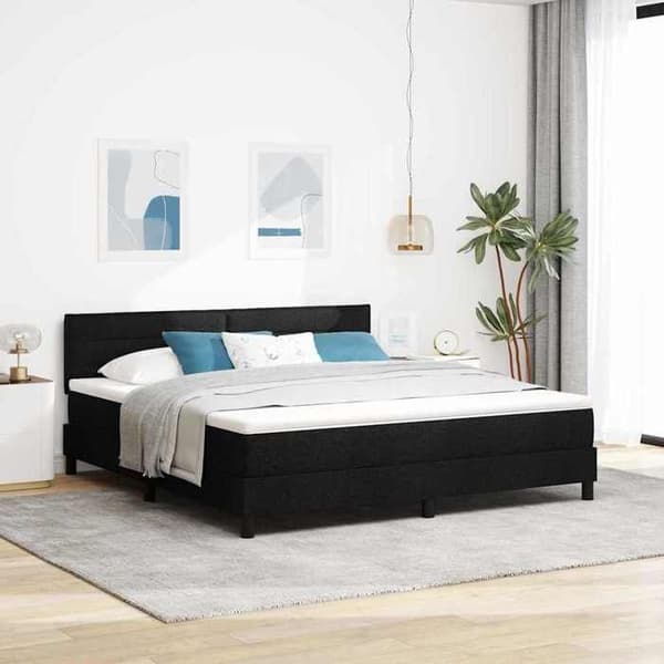 Sengestel med madras - EKSKLUSIV HUS - Moderne boxspring seng - 180 x 200 cm - Sort - Justerbar hovedgærde (2 niveauer) Svart