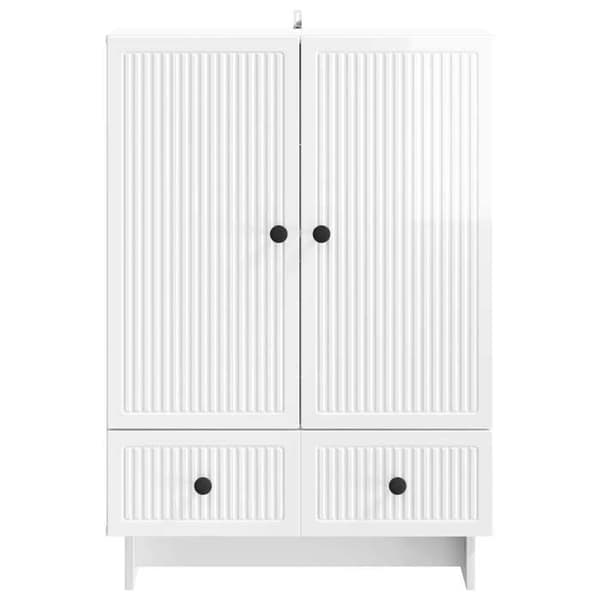 Buffet - EKSKLUSIVT HUS - 66 x 34,5 x 95 cm - Hvid glans - Ingeniørtræ - Stort opbevaring Vit