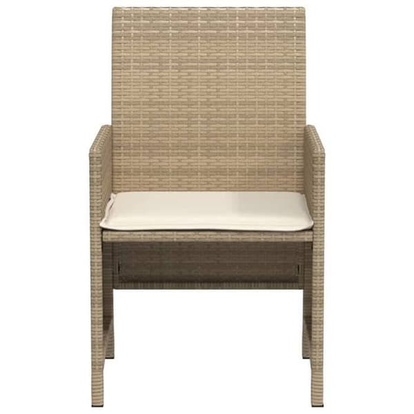 Maison Exclusive - Bistroset 3 delar med beige kuddar i flätad resin
