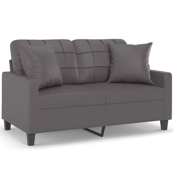 Maison Exclusive - Soffa 2 platser med grå kuddar 120 cm konstläder