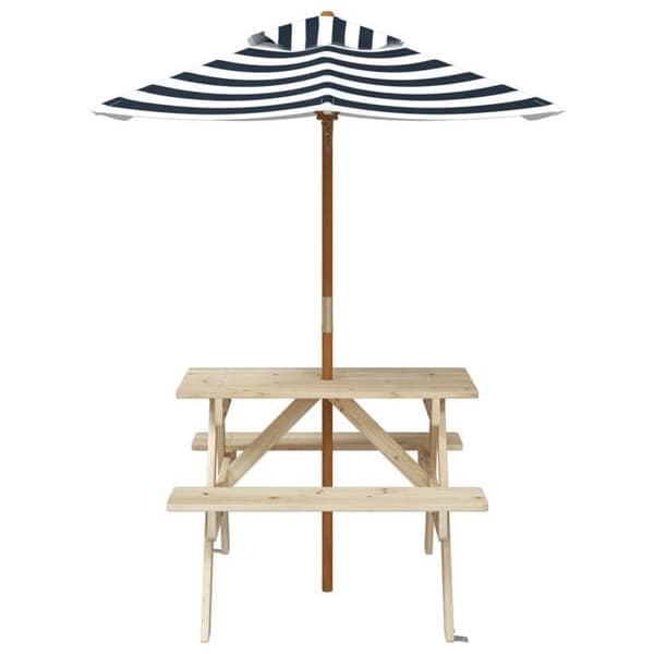 Picknickbord - EXKLUSIV HEM - Bord för 4 barn - Furu - Polyester parasoll - 2-i-1 set