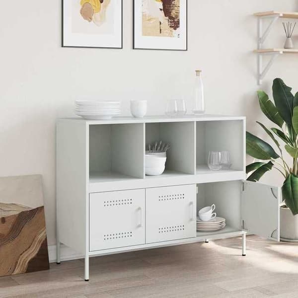 Maison Exclusive - Valkoinen buffet 100,5x39x79 cm teräs