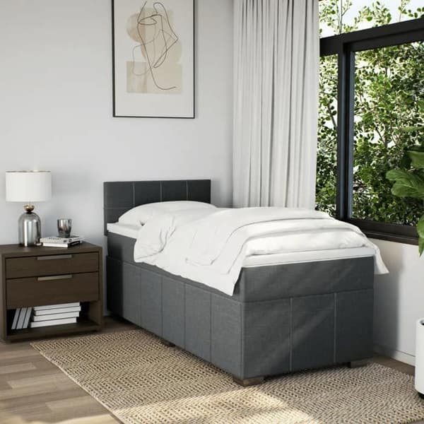 Maison Exclusive - Sänkyperä ja tummanharmaa patja 90x190 cm Kangas