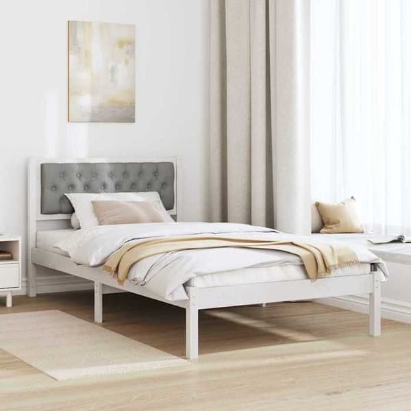 Maison Exclusive - Vaaleanharmaa sänkykehys 100 x 200 cm Massiivipuu Ljusgrått