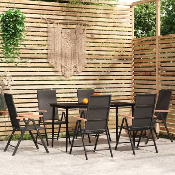 Maison Exclusive - 7 osan musta puutarhakalustesarja