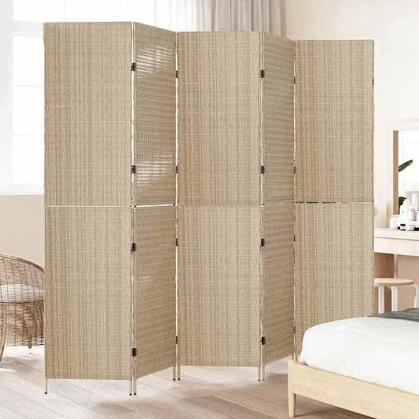 Paravent - EXKLUSIVT HEM - 242 x 180 cm - Polyrotin - Beige - Fällbar beige