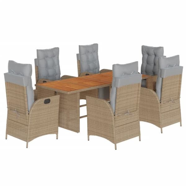 Maison Exclusive - Puutarhakalustesarja tyynyillä 7 kpl beige sekoitettu rottinki